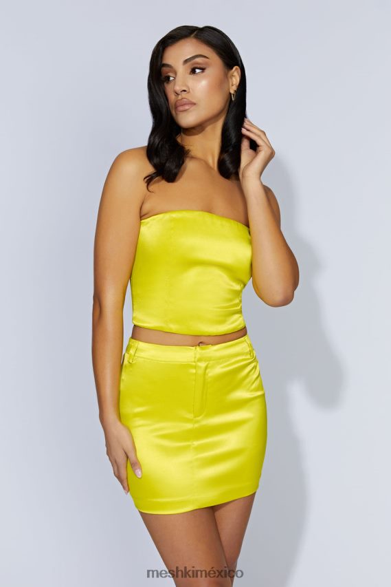 Meshki top de tubo de satén monique verde fresco ropa H48F8H1090