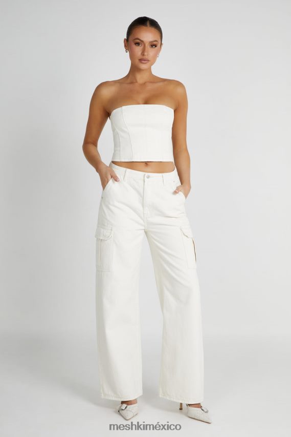 Meshki top de tubo jordana de mezclilla crudo ropa H48F8H1286