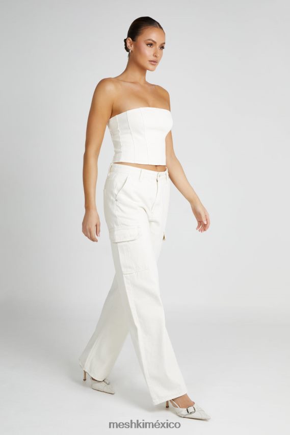 Meshki top de tubo jordana de mezclilla crudo ropa H48F8H1286