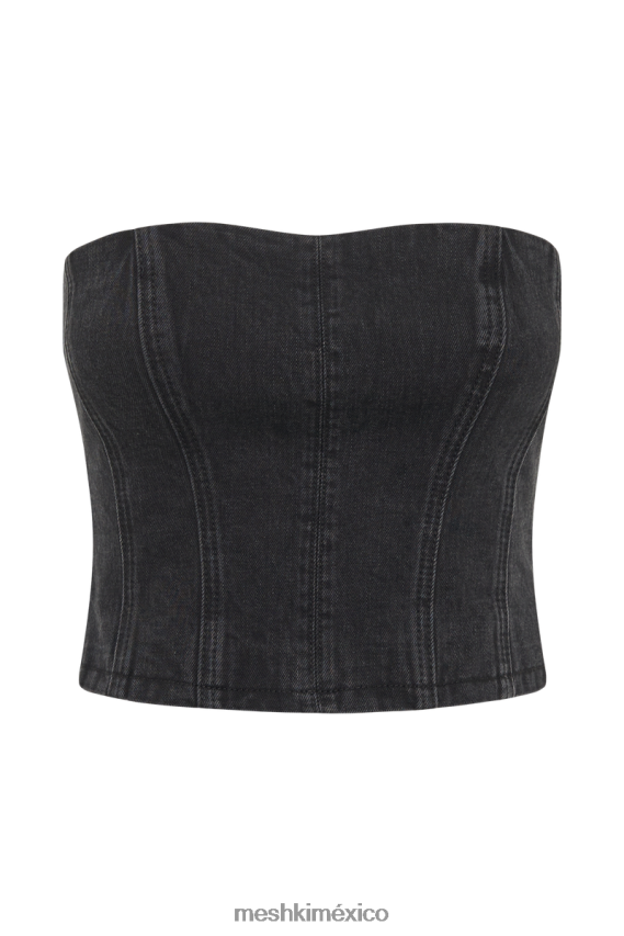 Meshki top de tubo jordana de mezclilla negro lavado ropa H48F8H1298