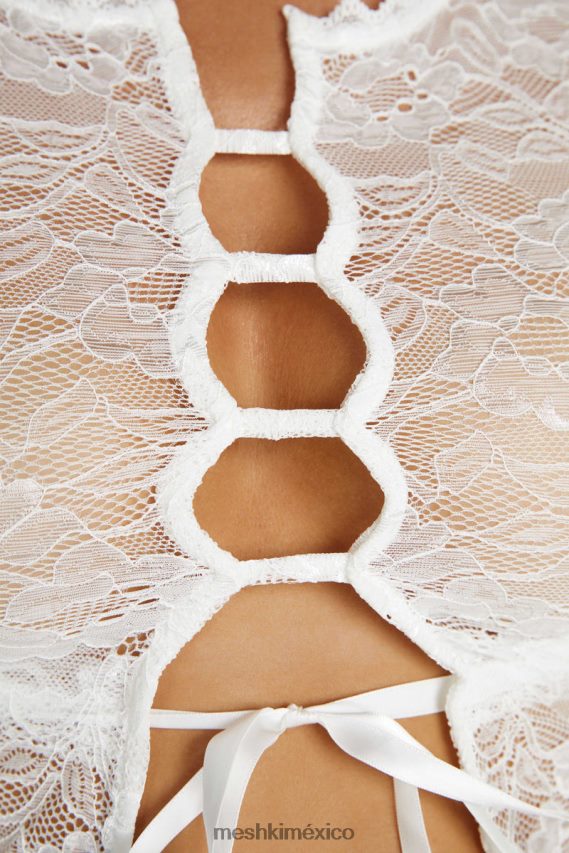 Meshki top farrah vintage de encaje elástico blanco ropa H48F8H826