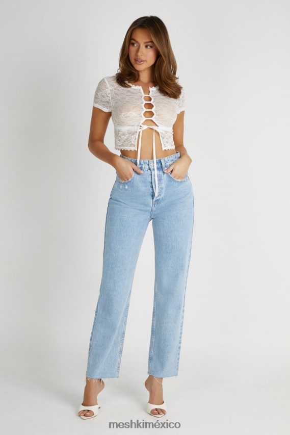 Meshki top farrah vintage de encaje elástico blanco ropa H48F8H826