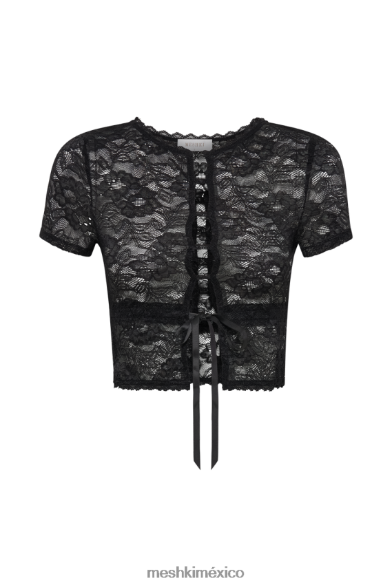 Meshki top farrah vintage de encaje elástico negro ropa H48F8H822