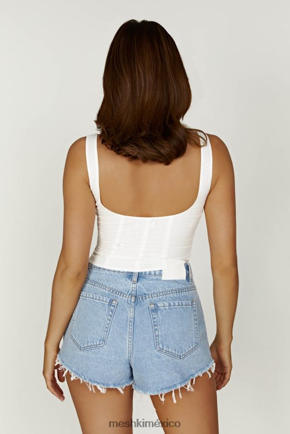 Meshki top inglés melanie de algodón blanco ropa H48F8H766