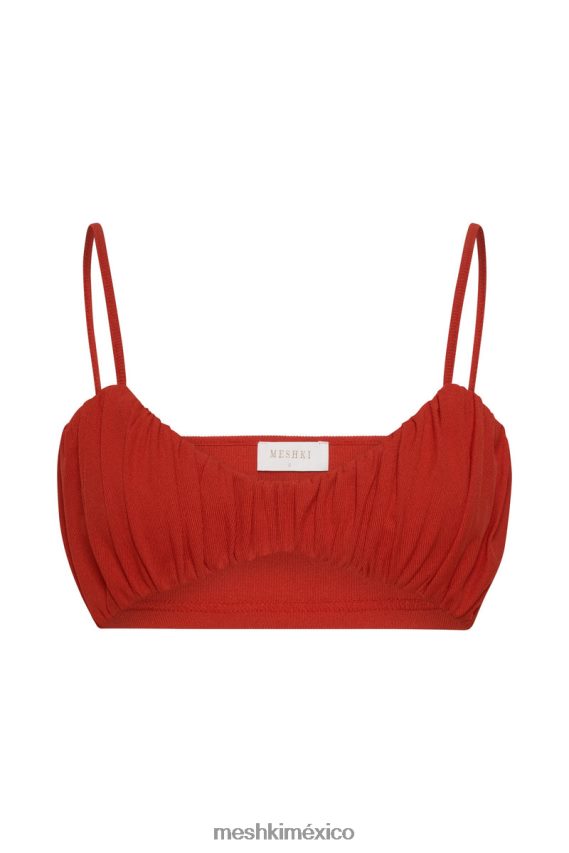 Meshki top jordan con frente fruncido en v rojo ropa H48F8H1184