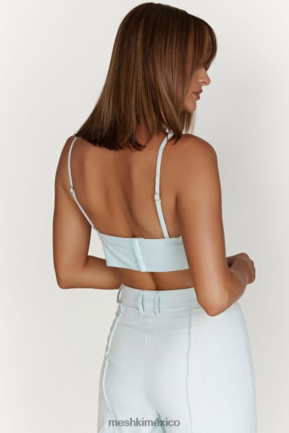 Meshki top kaesha de lino retorcido azul pálido ropa H48F8H1002