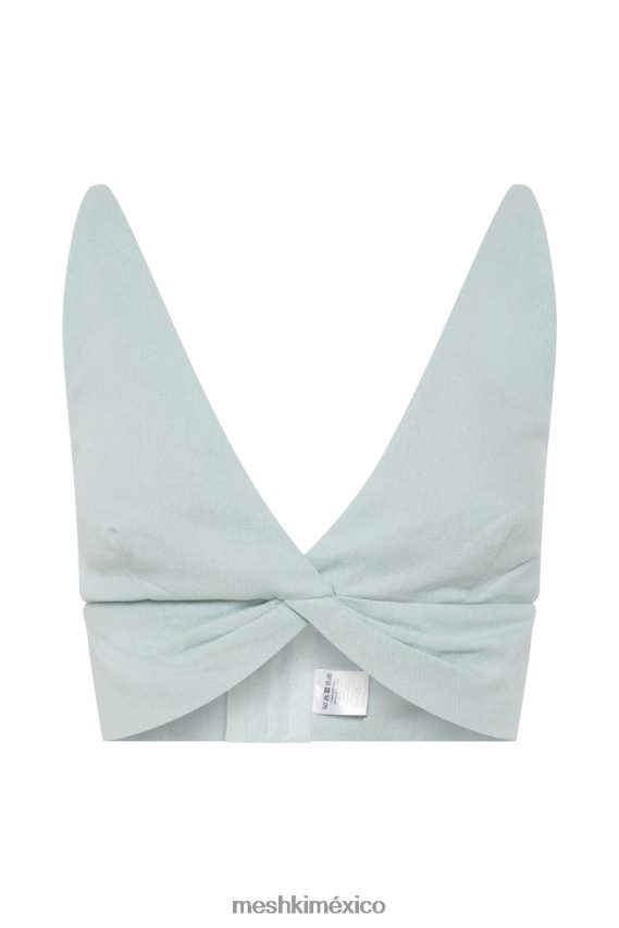 Meshki top kaesha de lino retorcido azul pálido ropa H48F8H1002