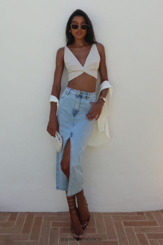 Meshki top kaesha de lino retorcido natural ropa H48F8H1046