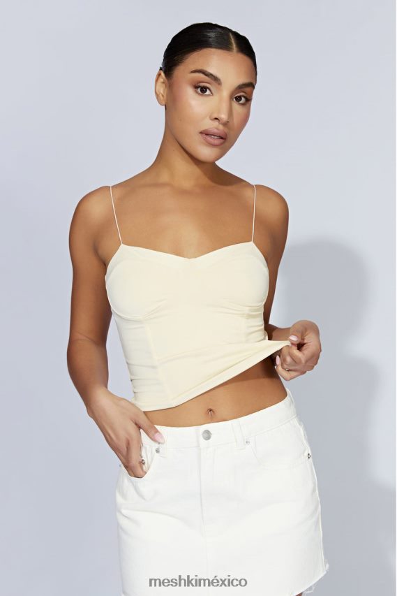 Meshki top kaitlyn con escote en forma de corazón y tirantes finos crema ropa H48F8H1159