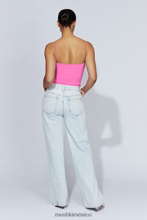 Meshki top kaitlyn con escote en forma de corazón y tirantes finos rosa chicle ropa H48F8H977