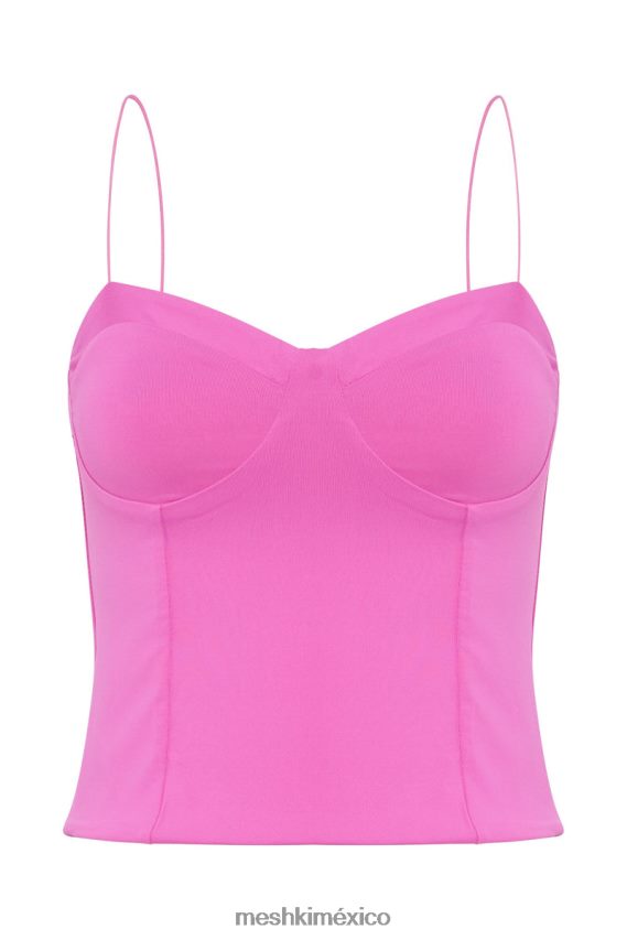 Meshki top kaitlyn con escote en forma de corazón y tirantes finos rosa chicle ropa H48F8H977