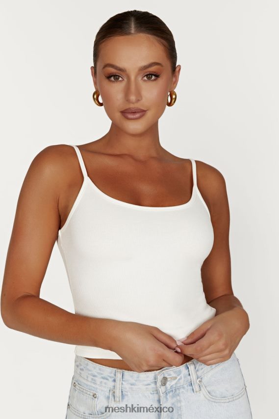 Meshki top largo de tirantes de canalé alexis blanco ropa H48F8H1121