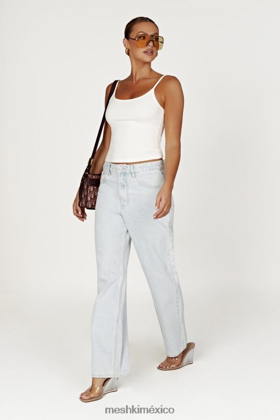 Meshki top largo de tirantes de canalé alexis blanco ropa H48F8H1121