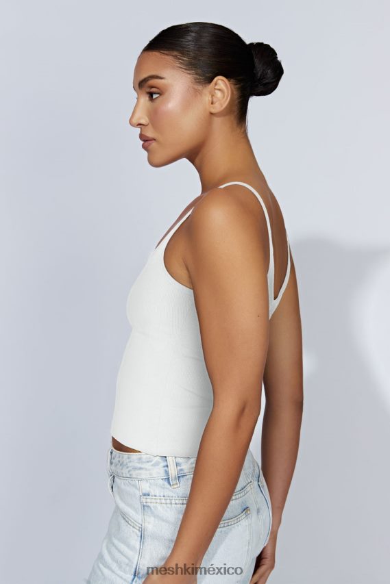 Meshki top largo de tirantes de canalé alexis blanco ropa H48F8H1121