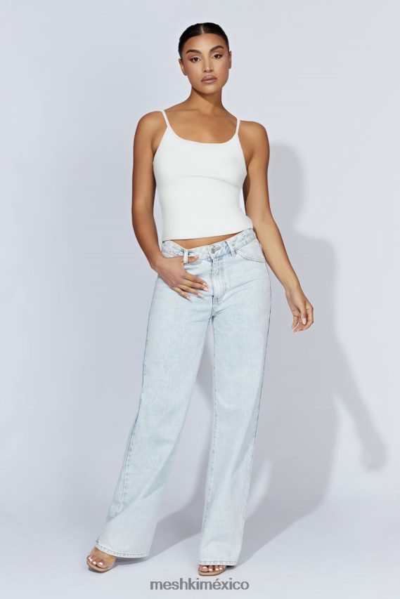 Meshki top largo de tirantes de canalé alexis blanco ropa H48F8H1121