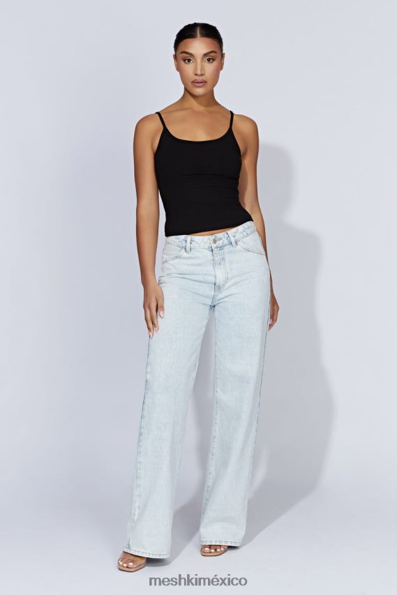 Meshki top largo de tirantes de canalé alexis negro ropa H48F8H1146