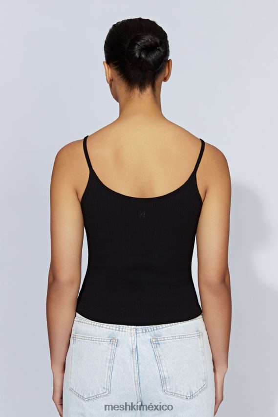 Meshki top largo de tirantes de canalé alexis negro ropa H48F8H1146
