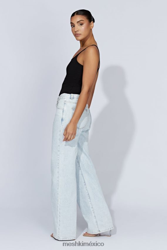 Meshki top largo de tirantes de canalé alexis negro ropa H48F8H1146