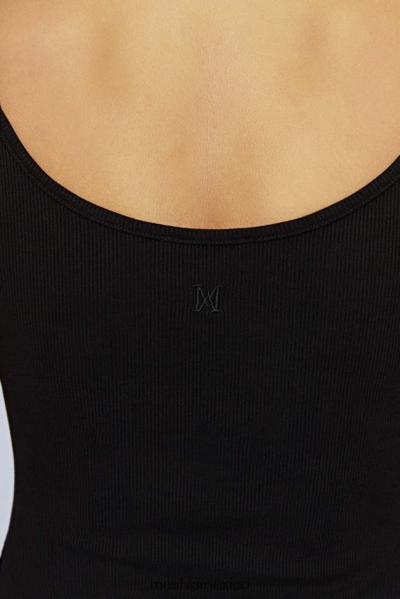 Meshki top largo de tirantes de canalé alexis negro ropa H48F8H1146