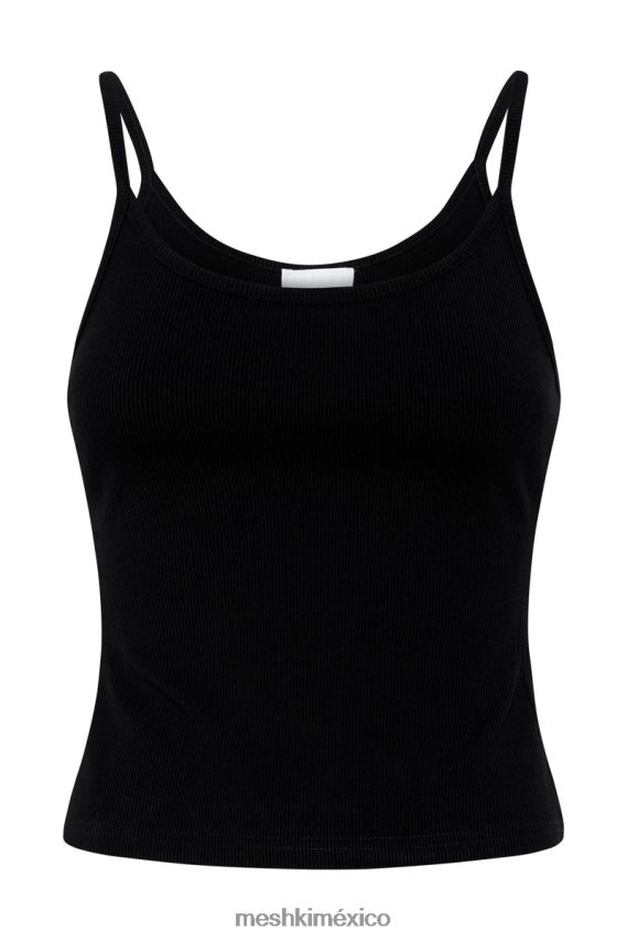 Meshki top largo de tirantes de canalé alexis negro ropa H48F8H1146
