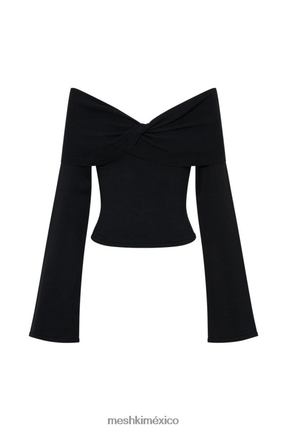 Meshki top marlisa con hombros descubiertos y retorcidos negro ropa H48F8H768