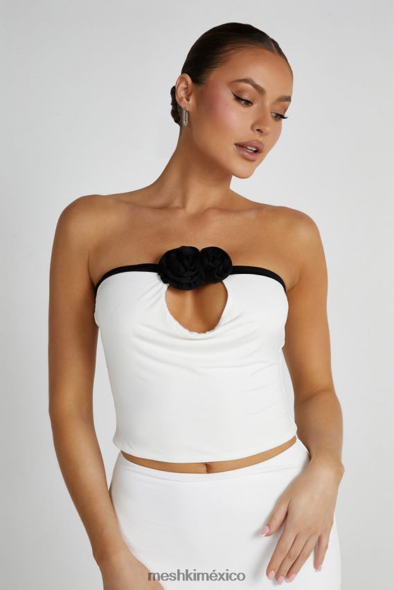 Meshki top megan sin tirantes con rosa blanco negro ropa H48F8H798