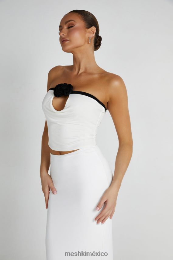 Meshki top megan sin tirantes con rosa blanco negro ropa H48F8H798