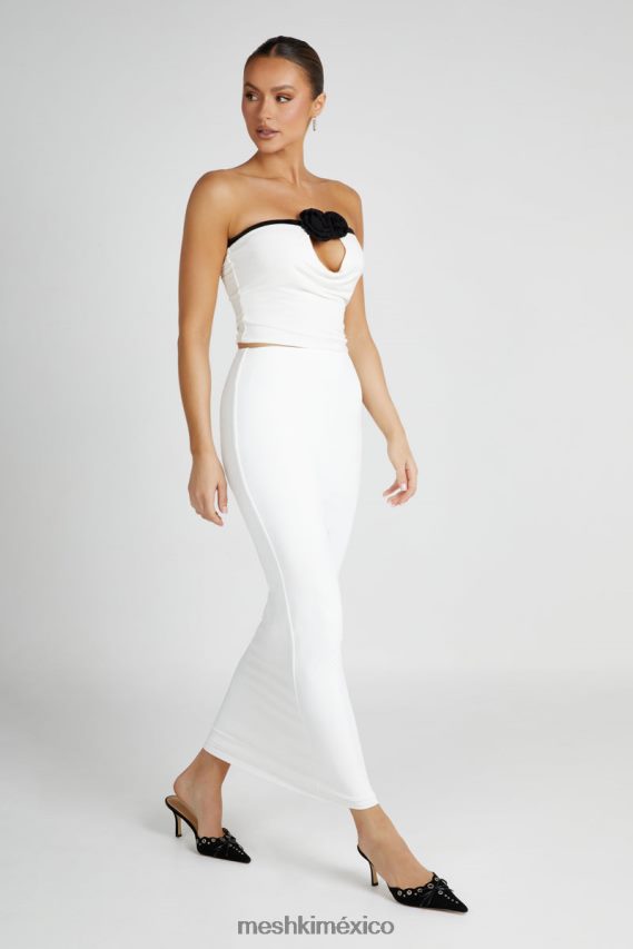 Meshki top megan sin tirantes con rosa blanco negro ropa H48F8H798