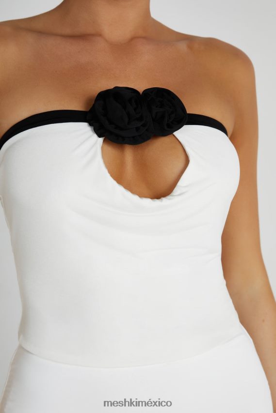 Meshki top megan sin tirantes con rosa blanco negro ropa H48F8H798
