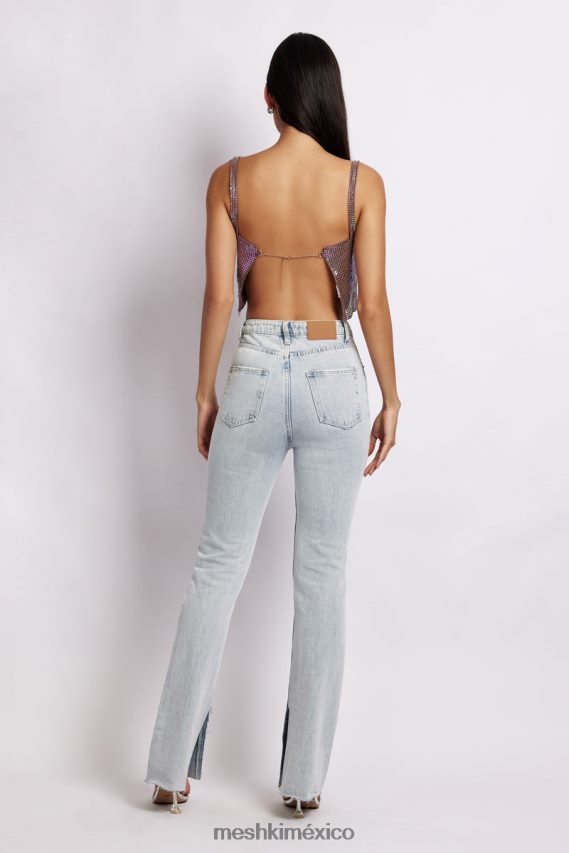 Meshki top palabra de honor de malla luminosa lianne morado iridiscente ropa H48F8H989