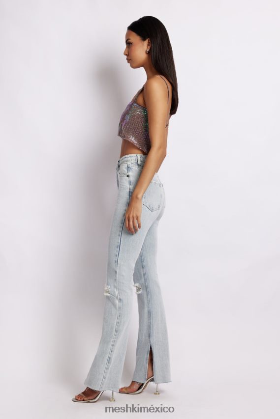 Meshki top palabra de honor de malla luminosa lianne morado iridiscente ropa H48F8H989