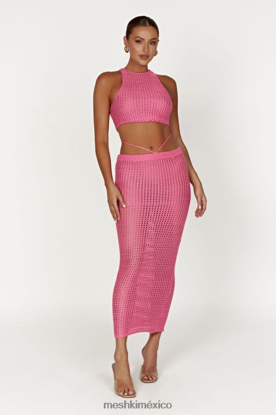 Meshki top raquel de crochet con cordones en la espalda rosa chicle ropa H48F8H1050