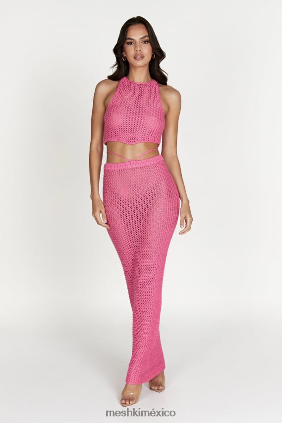 Meshki top raquel de crochet con cordones en la espalda rosa chicle ropa H48F8H1050
