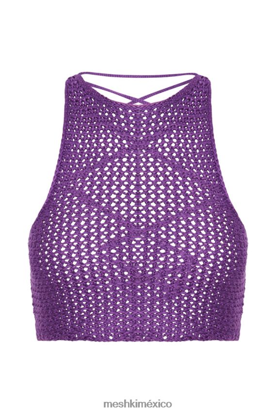 Meshki top raquel de crochet con cordones en la espalda uva ropa H48F8H1161