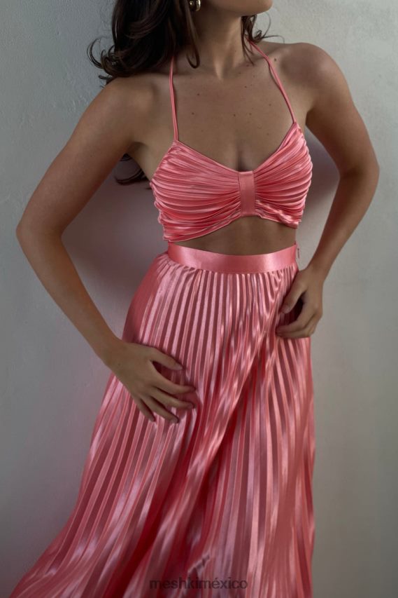 Meshki top shirin con pliegues agua de rosas ropa H48F8H1058