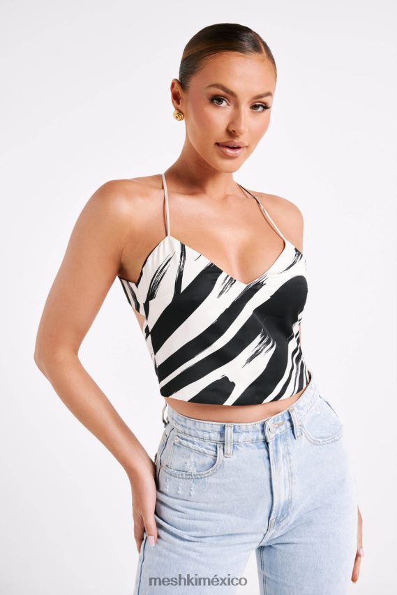 Meshki top sin mangas con estampado Felicia impresión abstracta ropa H48F8H753