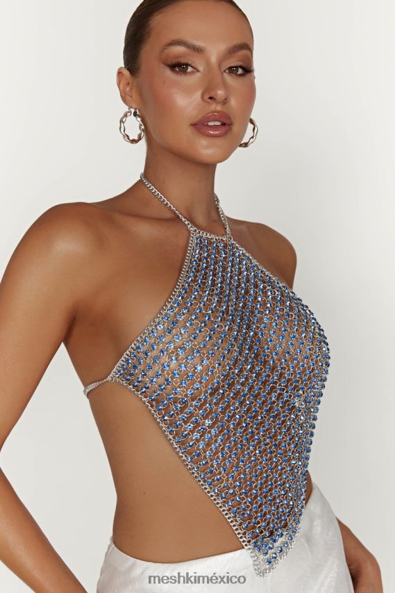 Meshki top sin mangas con strass asteria azul pálido ropa H48F8H959