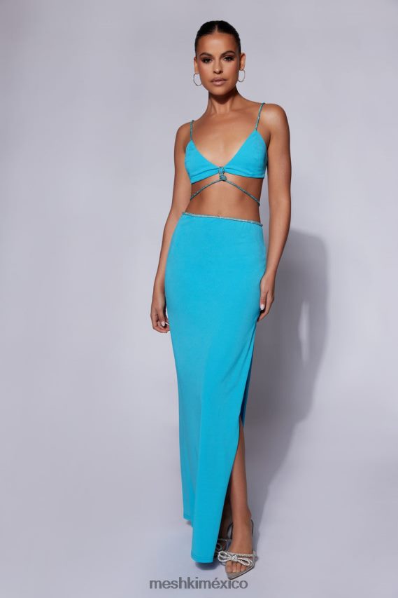 Meshki top tipo bralette con strass sweeney azul cian ropa H48F8H1110