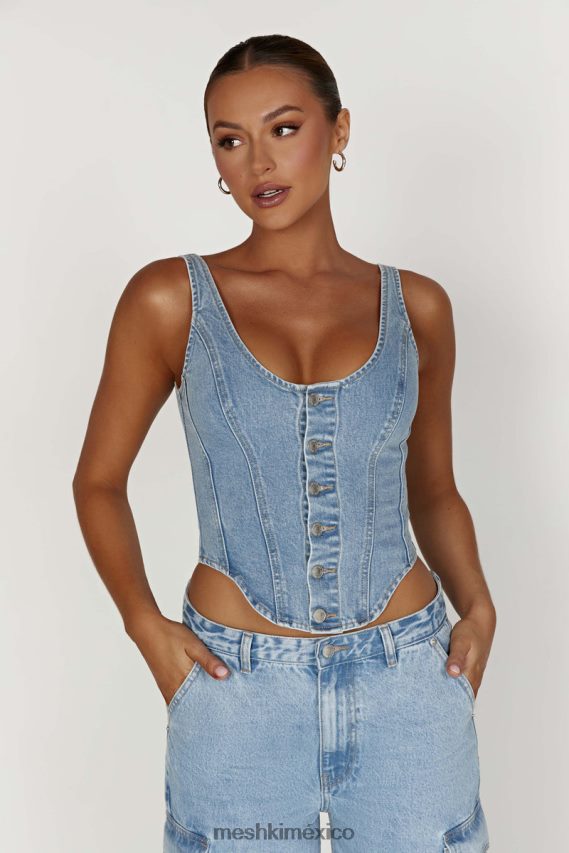 Meshki top vaquero con corsé Leilani azul medio ropa H48F8H761