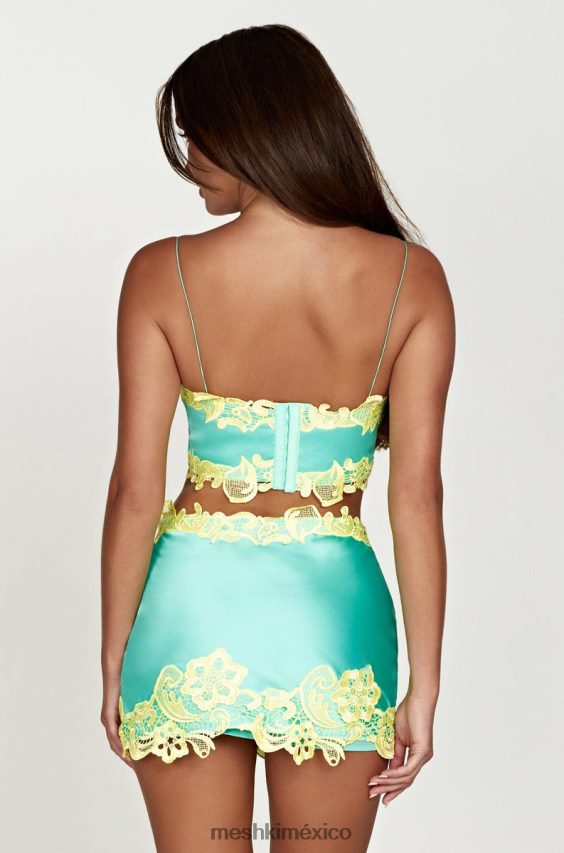 Meshki Top corto anika con encaje menta ropa H48F8H957