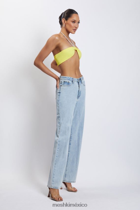 Meshki Top corto con cuello halter y cadena de diamantes Lea amarillo ropa H48F8H1142