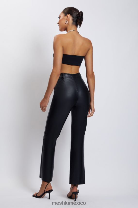 Meshki Top corto con cuello halter y cadena de diamantes Lea negro ropa H48F8H1132