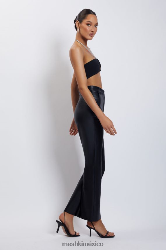 Meshki Top corto con cuello halter y cadena de diamantes Lea negro ropa H48F8H1132