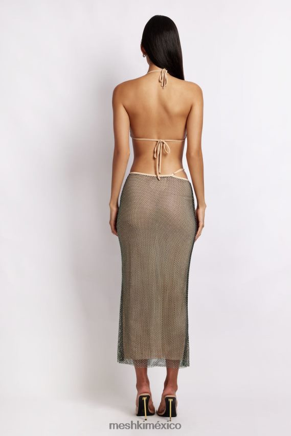 Meshki crop top casey mesh con strass negro iridiscente ropa H48F8H983