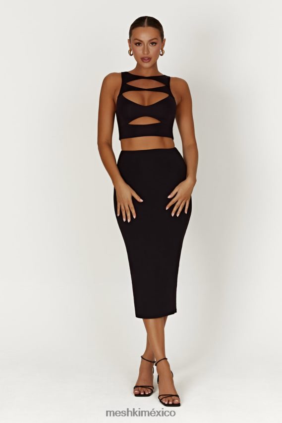 Meshki top corto con abertura de Chloe negro ropa H48F8H855