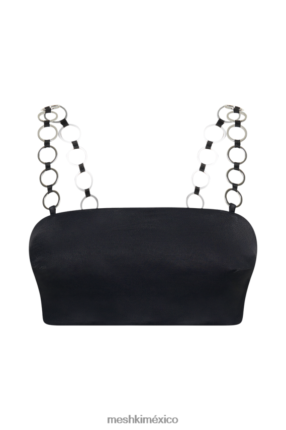 Meshki top corto con aros de pyper negro ropa H48F8H1212