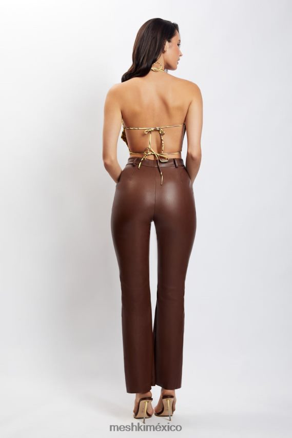 Meshki top corto con cuello halter joelle estampado de cebra ropa H48F8H1154