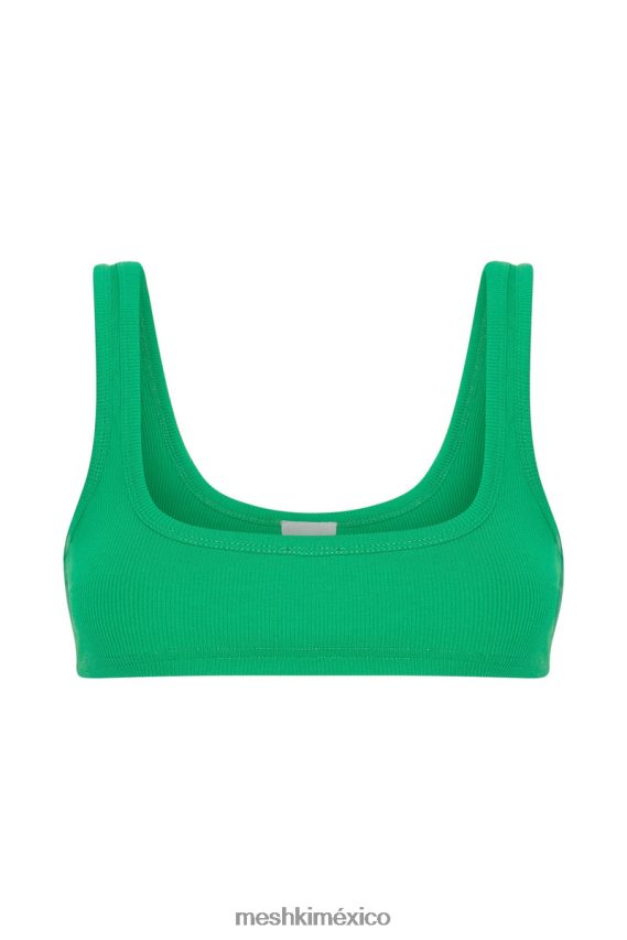 Meshki top corto con cuello redondo jackie verde brillante ropa H48F8H1157