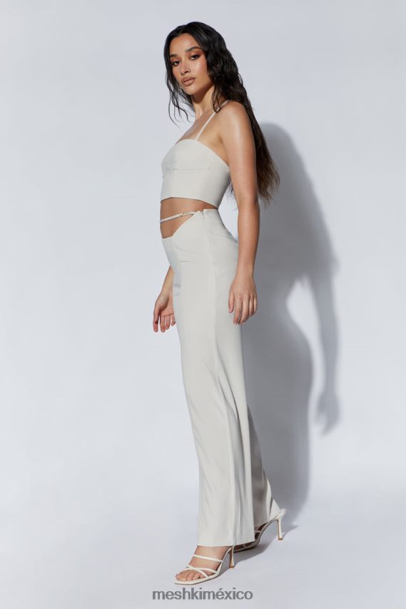 Meshki top corto con línea de costura bahar trigo ropa H48F8H1112