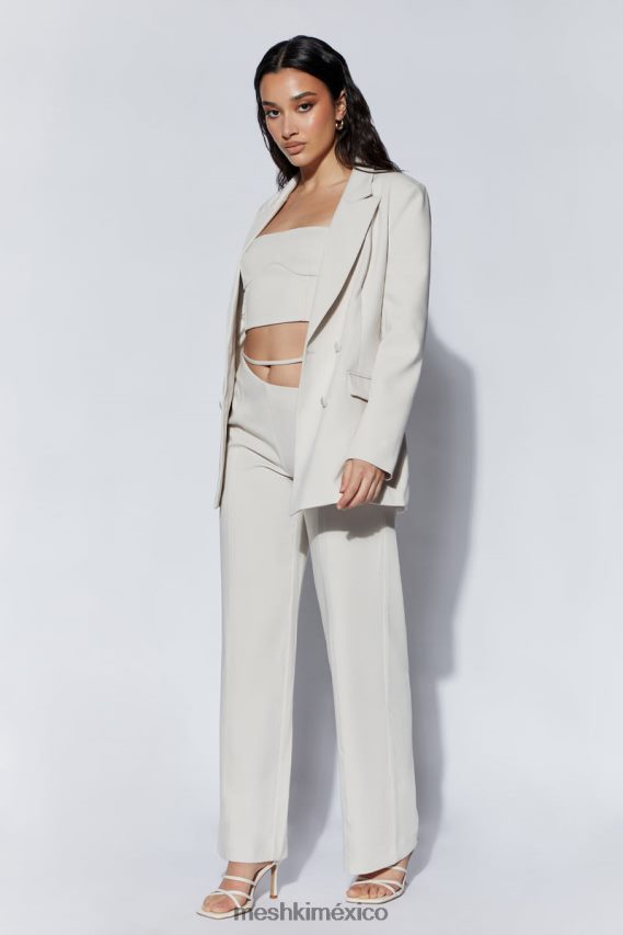 Meshki top corto con línea de costura bahar trigo ropa H48F8H1112